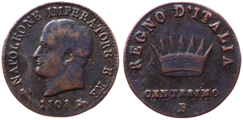 Bologna - Napoleone I Re d'Italia (1805-1814) 1 centesimo 1808 - Pagani 73 - Cu ...