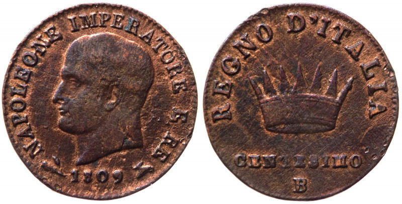 Bologna - Napoleone I Re d'Italia (1805-1814) 1 centesimo 1809 - Pagani 74 - Cu ...