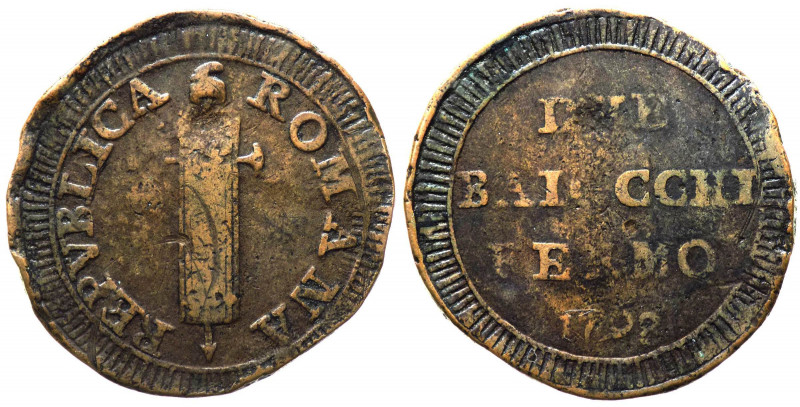 Fermo - Prima Repubblica Romana (1798-1799) Due baiocchi tipo con fascio 1798 - ...