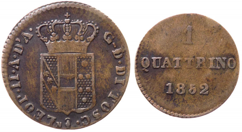 Firenze - Granducato di Toscana - Leopoldo II (1824-1859) Quattrino 1852 - Gig. ...