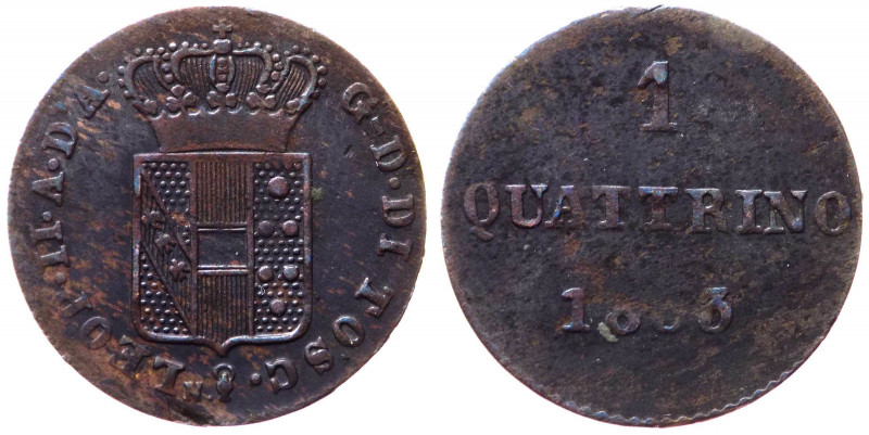 Firenze - Granducato di Toscana - Leopoldo II (1824-1859) Quattrino 1853 - Gig. ...