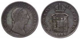 Lombardo Veneto - Monetazione per il Regno Lombardo-Veneto - Francesco I (1815-1835) 1/4 di lira 1822 - Zecca di Venezia - Gig.82 - NC - Ag - gr. 1,42...