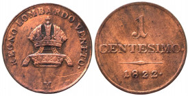 Lombardo Veneto - Monetazione per il Regno Lombardo-Veneto - Francesco I (1815-1835) 1 centesimo 1822 - Crippa 12/A - Zecca di Milano Cu - gr. 1,7

...
