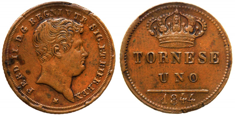 Regno due Sicilie - Ferdinando II (1830-1859) Tornese Uno 1844 - Cu - Ottima con...