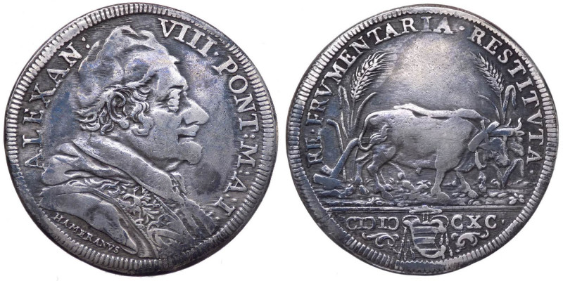 Stato Pontificio - Alessandro VIII (1689-1691) Testone 1690 anno I - Zecca di Ro...