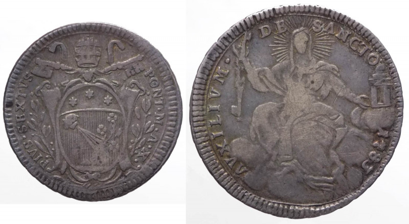 Stato Pontificio - Pio VI (1775-1799) Doppio Giulio 1783 anno X del IV°Tipo (Ste...