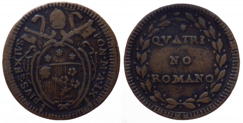 Stato Pontificio - Pio VI (1775-1799) Quattrino Romano anno IX - Zecca di Roma -...