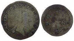 Monetazione per la Sardegna Carlo Emanuele IV (1796-1802) Reale 1797 - Zecca di Cagliari - RR MOLTO RARA - Ag - gr.2,70

MB/BB

 Shipping only in ...