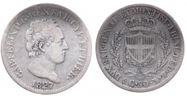 Carlo Felice (1821-1831) 50 Centesimi 1827 - Zecca di Torino - Ag - 

BB+

 Shipping only in Italy