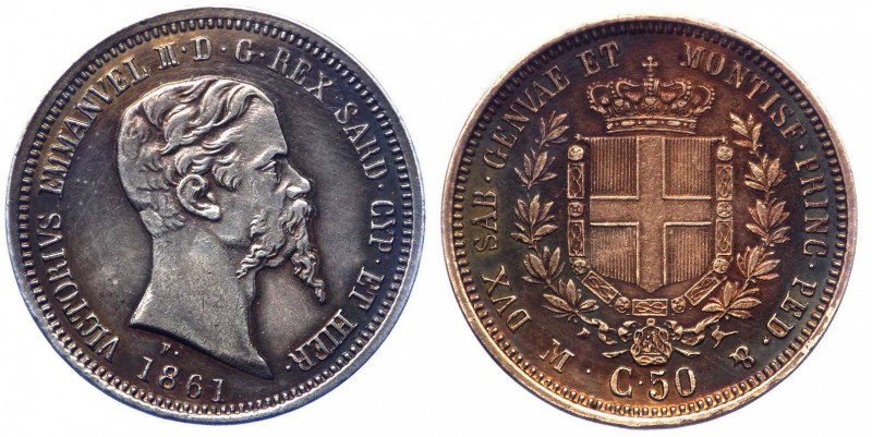 Vittorio Emanuele II (1849-1861) 50 Centesimi 1861 - Zecca di Milano - RRRR ESTR...