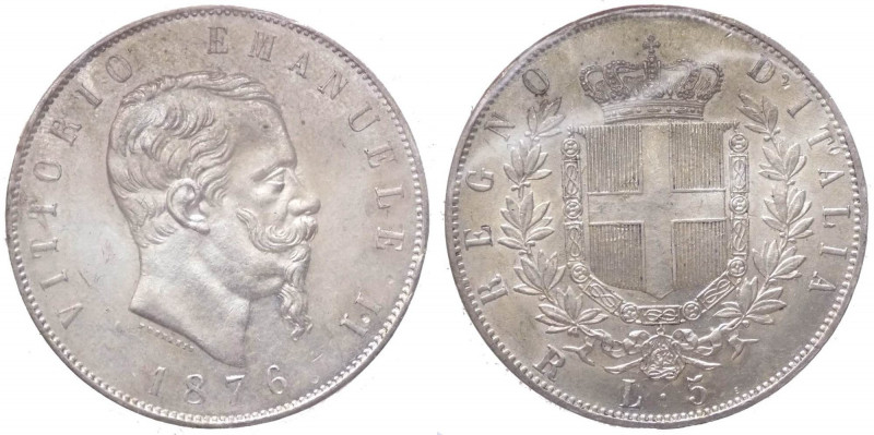 Vittorio Emanuele II (1861-1878) 5 Lire 1876 - Zecca di Roma - Ag - Perizia Fili...