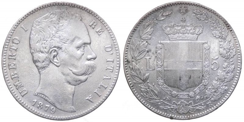 Umberto I (1878-1900) 5 Lire 1879 - Ag - Colpetto al bordo - 

BB+

 Shippin...