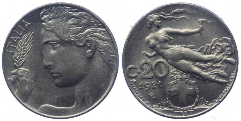 Vittorio Emanuele III (1900-1943) 20 Centesimi "Libertà Librata" 1921 - Lustro d...