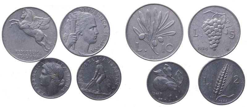 Repubblica Italiana - Monetazione in Lire (1946-2001) Lotto n.4 monete serie 194...