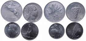 Repubblica Italiana - Monetazione in Lire (1946-2001) Lotto n.4 monete serie 1948 composta da 1 Lira "Arancia" - 2 Lire "Spiga" - 5 Lire "Uva" - 10 Li...
