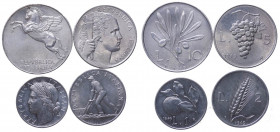 Repubblica Italiana - Monetazione in Lire (1946-2001) Lotto n.4 monete serie 1949 composta da 1 Lira "Arancia" - 2 Lire "Spiga" - 5 Lire "Uva" - 10 Li...