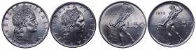 Repubblica Italiana - Monetazione in Lire (1946-2001) Lotto n.2 monete da 50 Lire "Vulcano" 1975 (5 Corto) FDC - 50 Lire "Vulcano" 1975 (5 Lungo e 7 U...