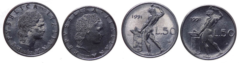 Repubblica Italiana - Monetazione in Lire (1946-2001) Lotto n.2 monete da 50 Lir...