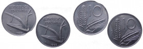 Repubblica Italiana - Monetazione in Lire (1946-2001) Lotto n.2 monete da 10 Lire "Spiga" 1989 inizio decentramento e 10 Lire "Spiga" 1989 tranciato c...