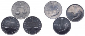 Repubblica Italiana - Monetazione in Lire (1946-2001) Lotto n.3 monete da 1 Lira "Cornucopia" 1980-1981-1982 - 

FDC

 Worldwide shipping