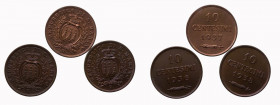 San Marino - Vecchia Monetazione (1864-1938) Lotto n.3 Pz 10 Centesimi 1936 - 1937 - 1938 - Cu - Rame rosso - 

FDC

 Shipping only in Italy