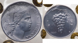 Monetazione in Lire (1946-2001) 5 Lire "Uva" 1950 - Mont.10 - Periziata Gaudenzi FDC eccezionale - 

FDC

 Shipping only in Italy