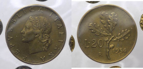 Monetazione in Lire (1946-2001) 20 Lire 1956 "PROVA - P in CERCHIO" - RR MOLTO RARA - Mont.3 - Periziata Gaudenzi - 

BB o Migliore

 Worldwide sh...