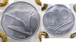 Monetazione in Lire (1946-2001) 10 Lire "Spiga" 1956 - Gig.239 - Periziata Gaudenzi FDC - 

FDC

 Worldwide shipping