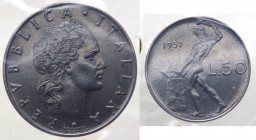 Monetazione in Lire (1946-2001) 50 Lire "Vulcano" 1957 - Mont.13 - NC - Periziata Gaudenzi FDC - 

FDC

 Worldwide shipping