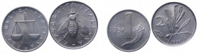 Monetazione in Lire (1946-2001) Lotto n.2 monete 2 Lire "Ulivo" 1957 e 1 Lira "Cornucopia" 1957 - 

FDC

 Worldwide shipping