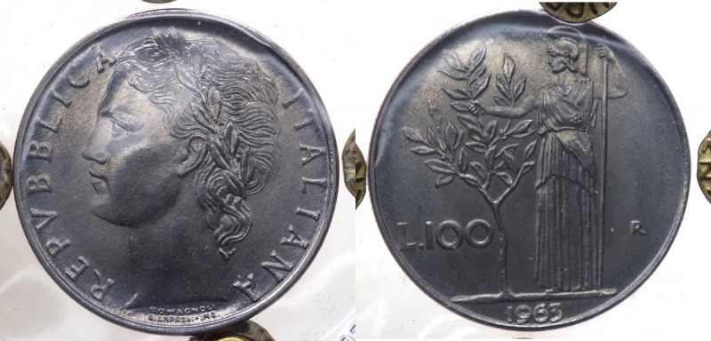 Monetazione in Lire (1946-2001) 100 Lire "Minerva" 1963 - Mont.16 - Periziata Ga...