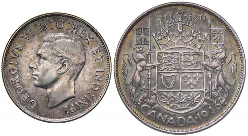 Canada - Giorgio VI (1936-1952) 50 cent 1946 - R (RARO) con variante nel 6 della...