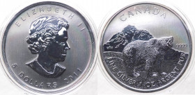 Canada - Elisabetta II (dal 1952) 5 Dollari (1 Oncia) 2011 "Orso Grizzly" - Ag - Proof - In capsula - gr.31,1

FS

 Worldwide shipping