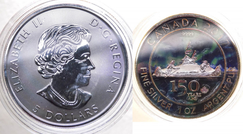 Canada - Elisabetta II (dal 1952) 5 Dollari (1 Oncia) 2017 "Aurora Boreale" - Ag...