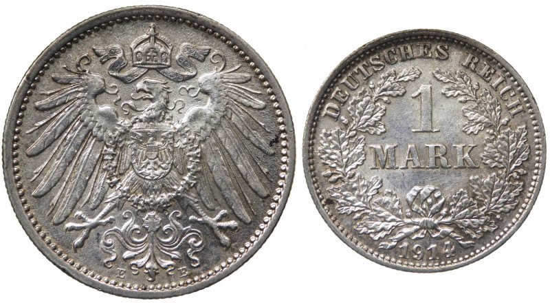 Germania - Impero tedesco (1871-1918) 1 Mark 1914 - Muldenhütten - Ag - 

qFDC...