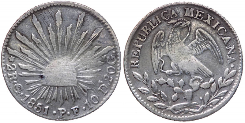 Messico - Repubblica del Messico ("Real" 1823-1897) 2 Reals 1851 Sigle Go - KM 3...