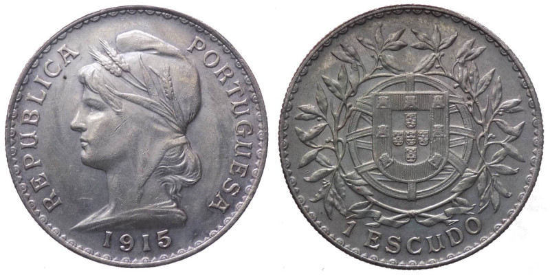 Portogallo - Repubblica Portoghese (1911-1969) 1 Escudo 1915 - KM 564 - Ag - gr....