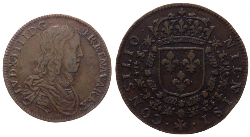 Francia - Luigi XIV (1643-1715) gettone - D/ LVD XIIII D . G . F . ET . NAV . RE...