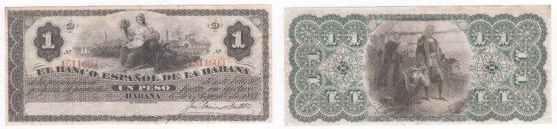 Cuba - Banca Spagnola dell' Avana 1 Peso 1883 - N° 1511603 - Pick#27 - FALSO - ...