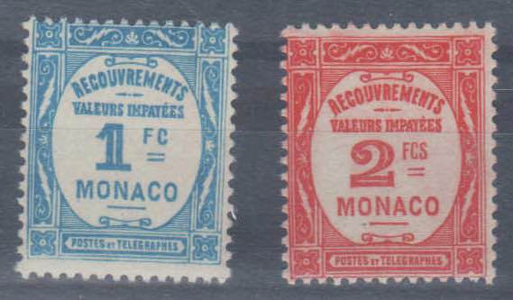 MONACO - Segnatasse - 1932 - Tipi del 1924 - 25 soprastampati - Un. 27/28 - Ling...