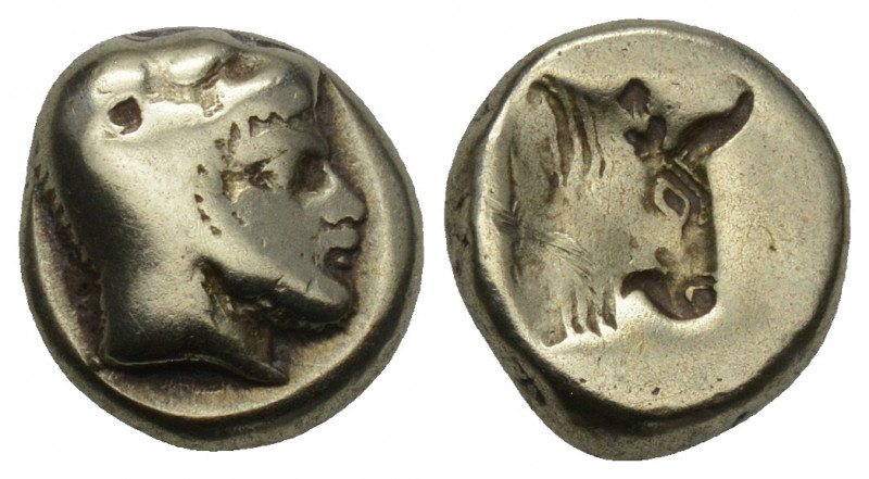 Greek
Lesbos, Mytilene. Electrum Hekte ca. 478-455 BC. 2.40gr. 10.8mm.
Head of H...
