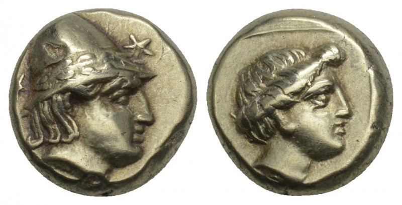Greek
Lesbos, Mytilene EL Hecte. Circa 377-326 BC. 2.52gr. 10.3mm.
 Head of Kabe...