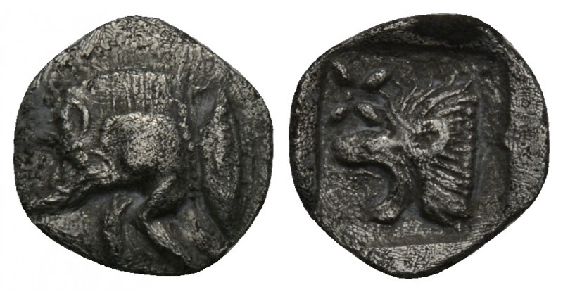 Greek
MYSIA, Kyzikos. Circa 450-400 BC. AR Hemiobol 0.37gr. 9.3mm.
Forepart of...