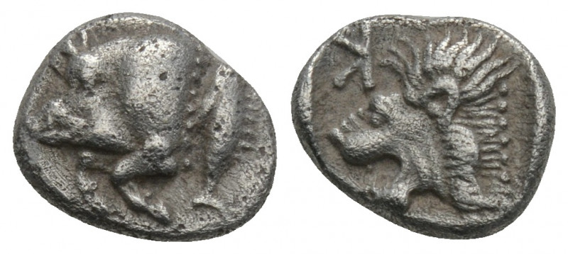 Greek 
MYSIA, Kyzikos. Circa 450-400 BC. AR Trihemiobol 0.75gr. 9.6mm.