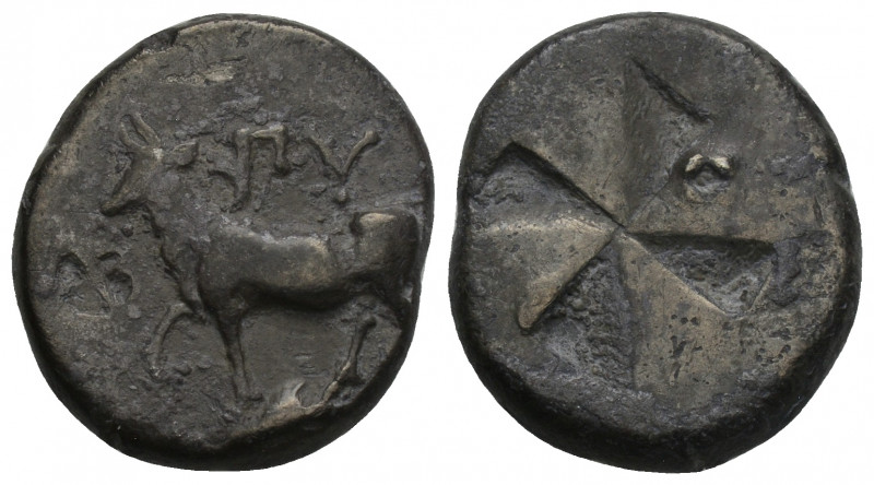 Greek 
THRACE, Byzantion. Circa 387/6-340 BC. AR Siglos 5.2gr. 18mm.
 Bull stand...