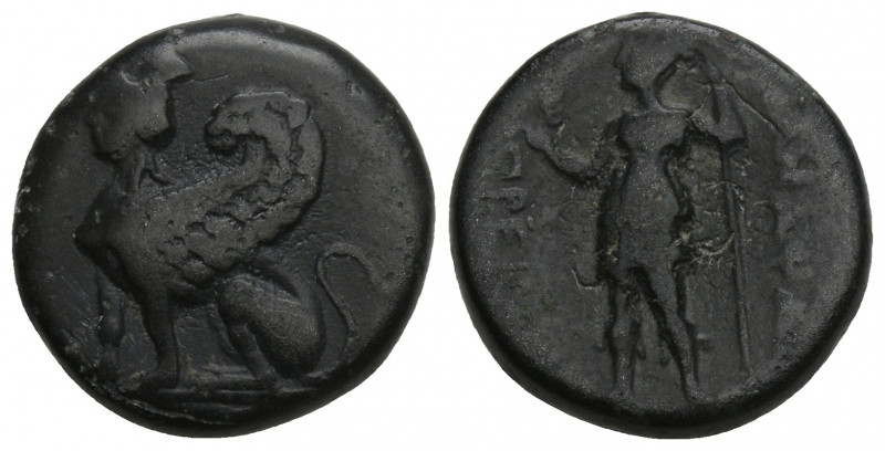 Greek
PAMPHYLIA, Perge. Circa 260-230 BC. Æ. 4.2gr. 16.1mm.
Sphinx seated left /...