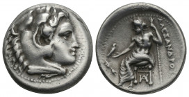 Greek
Kingdom of Macedon. Alexander III 'the Great' AR Drachm. (336-323 BC) 4.2gr. 17.7mm.