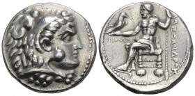 Greek
Kingdom of Macedon, Antigonos I Monophthalmos AR Tetradrachm. Tyre, uncertain dating, RY 36-39(?) of king Azemilkos, circa 311-308 BC. Struck as...