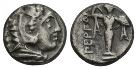 Greek
Mysia. Pergamon 310-282 BC. Diobol AR 1.18gr. 10.4mm.
Head of Herakles right, wearing lion skin / ΠΕΡΓΑΜ, Athena Promachos standing facing. go...