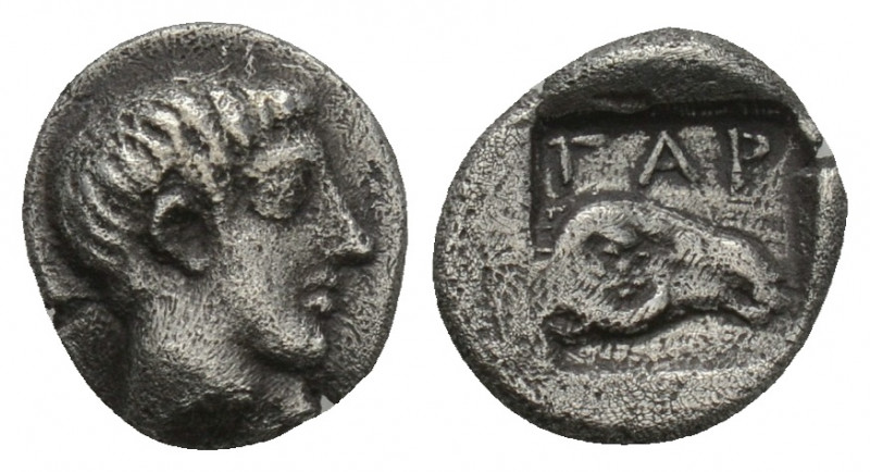 Greek
Troas. Gargara 420-400 BC. Tritartemorion AR 0.59gr. 8.9mm.
Male head ri...